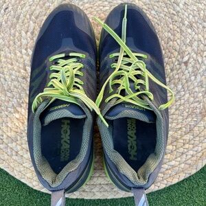 Hoka One One Black and Lime Athletic Shoes